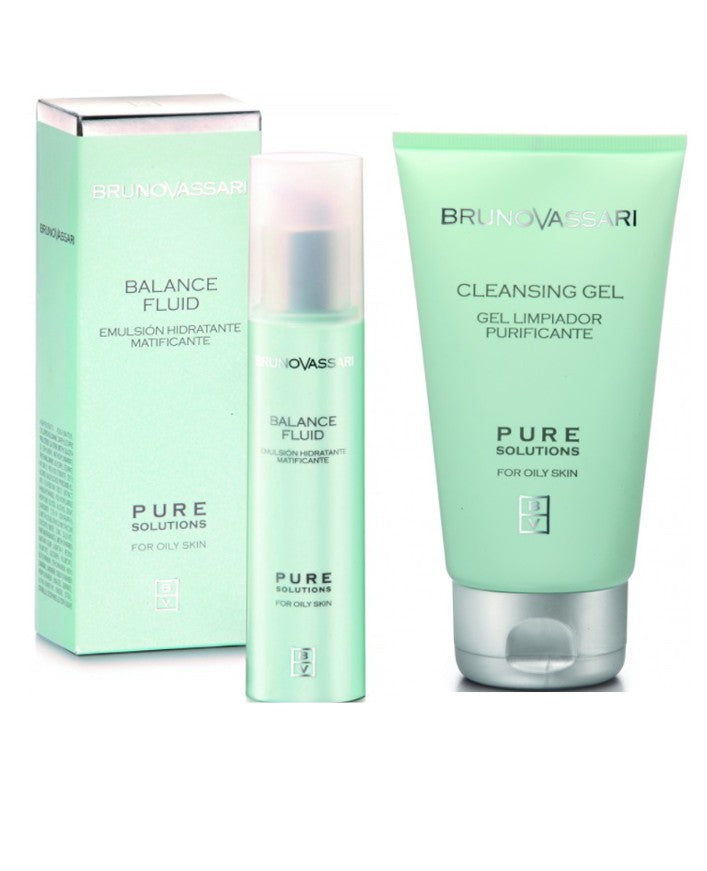 Set ten gras Bruno Vassari: Balance Fluid + Cleansing Gel