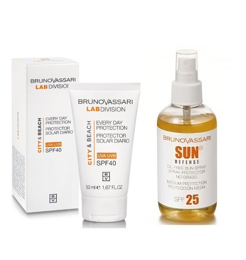 Set protectie solara Bruno Vassari: Crema-gel City&Beach SPF 40 50ml + Sun Protect Spray 200ml