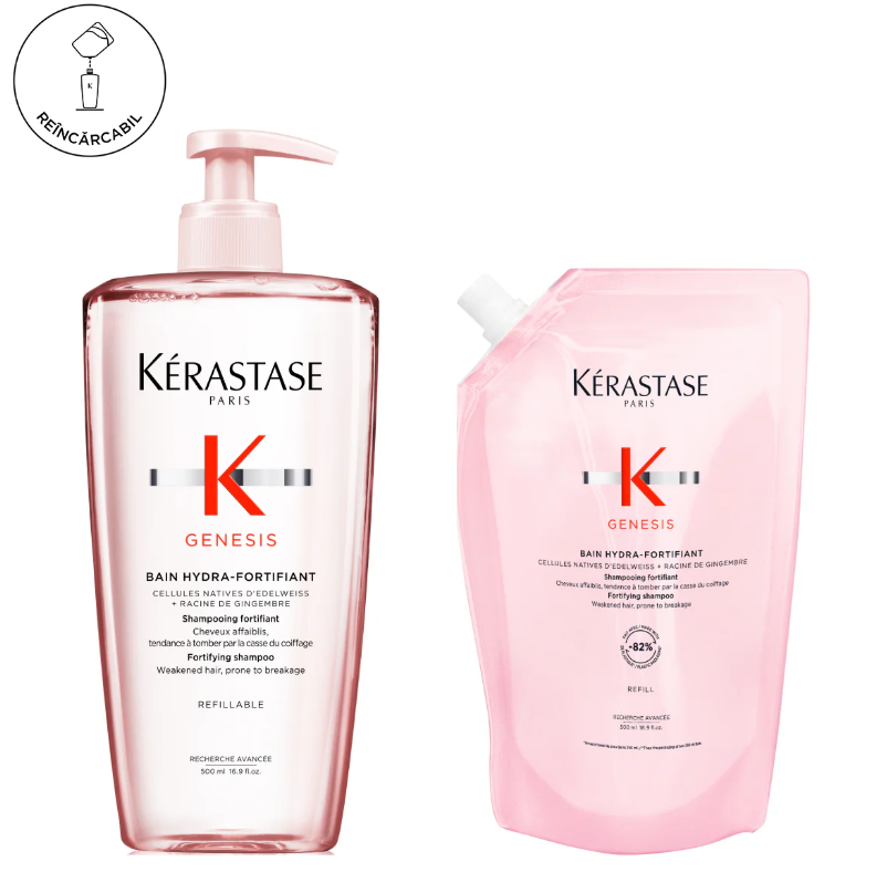 Set Kerastase Genesis Bain Hydra-Fortifiant - Sampon Reincarcabil 500ml si Rezerva 500ml