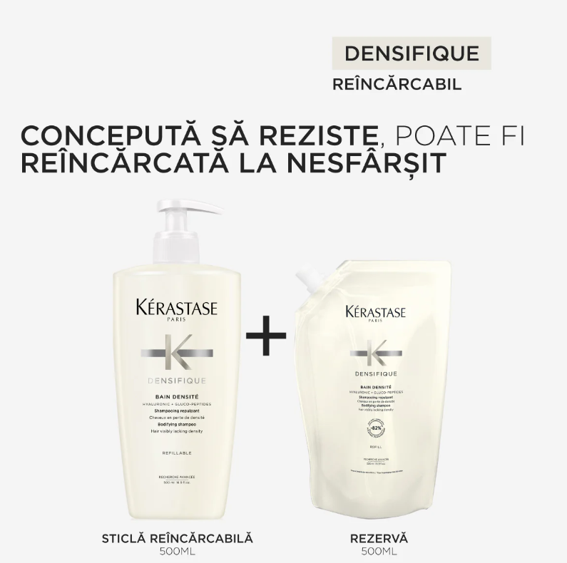 Set Kérastase Densifique Bain Densite - Sampon Reincarcabil 500ml si Rezerva 500ml